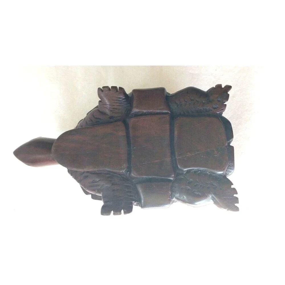 Wood Tortoise Turtle Hand Carved Sculpture Decor Figurine Paper Weight Handmade